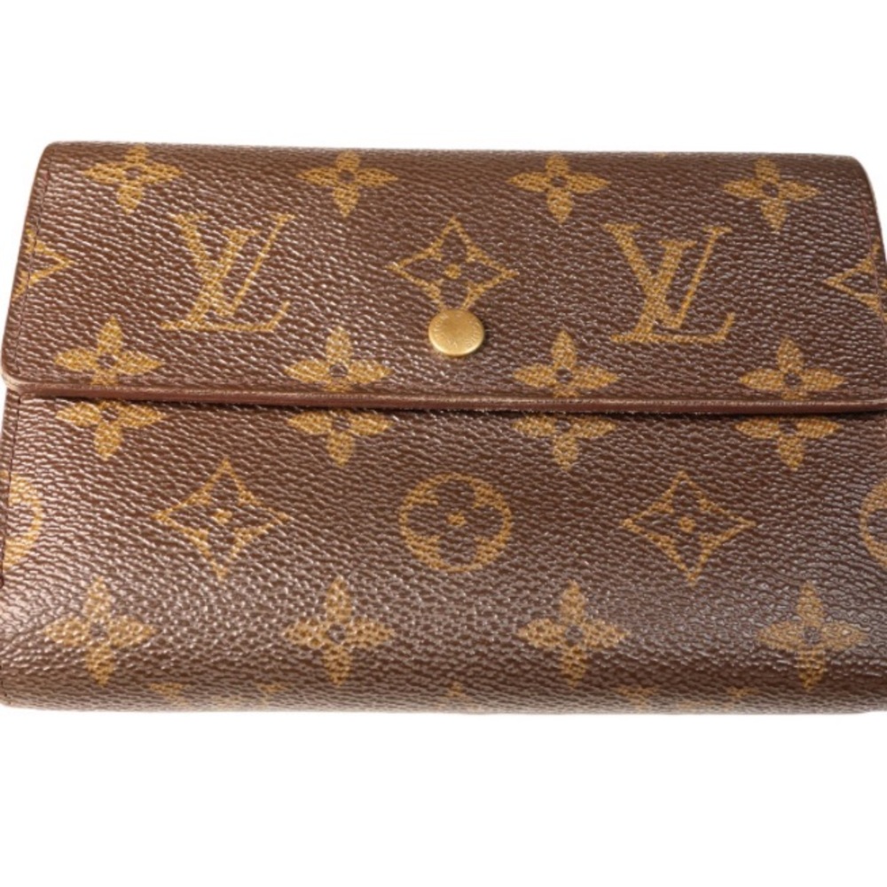 LOUIS VUITTON LV Monogram Coated Canvas Porte-Monnaie Tresor Wallet Authentic